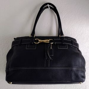 Coach Black Grained Leather Hampton Tote